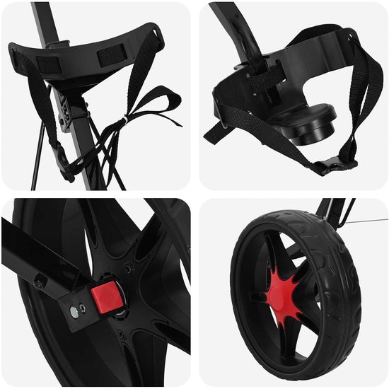 Inklapbaar, van ijzer, golfwagen voor golfbaan, ruimtebesparend, 66 x 65 x 112 cm, zwart — afbeelding 2