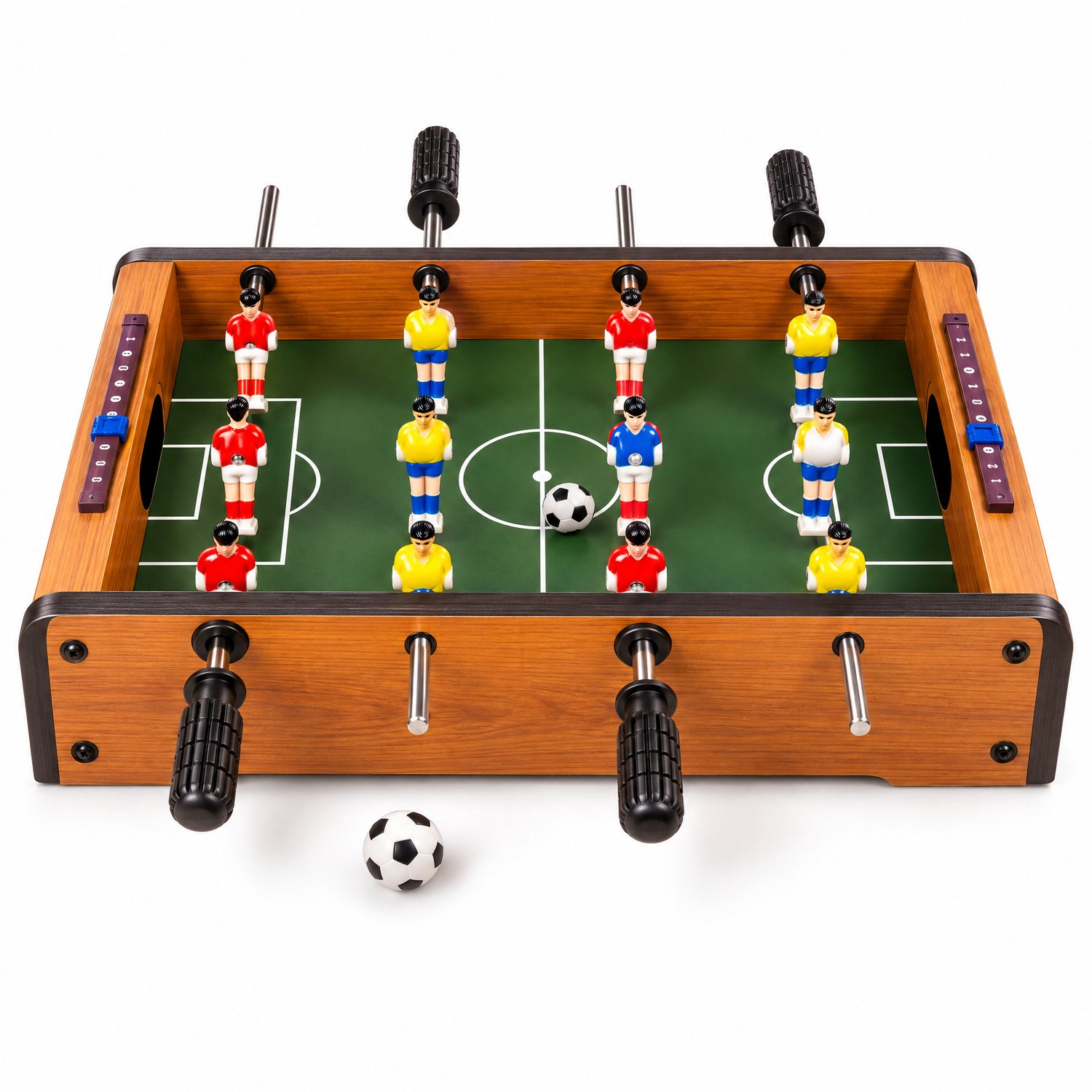 Cheqo® Mini Voetbaltafel - Tafelvoetbal - Tafelvoetbalspel met 2 Ballen - Tafelmodel - Kickertafel met Scoreteller - Voetbalspel voor Kinderen en Volwassenen - Tafelvoetbaltafel - Kleine Kicker - Tafelspel - Gezelschapsspel - Voetbal Speelgoed