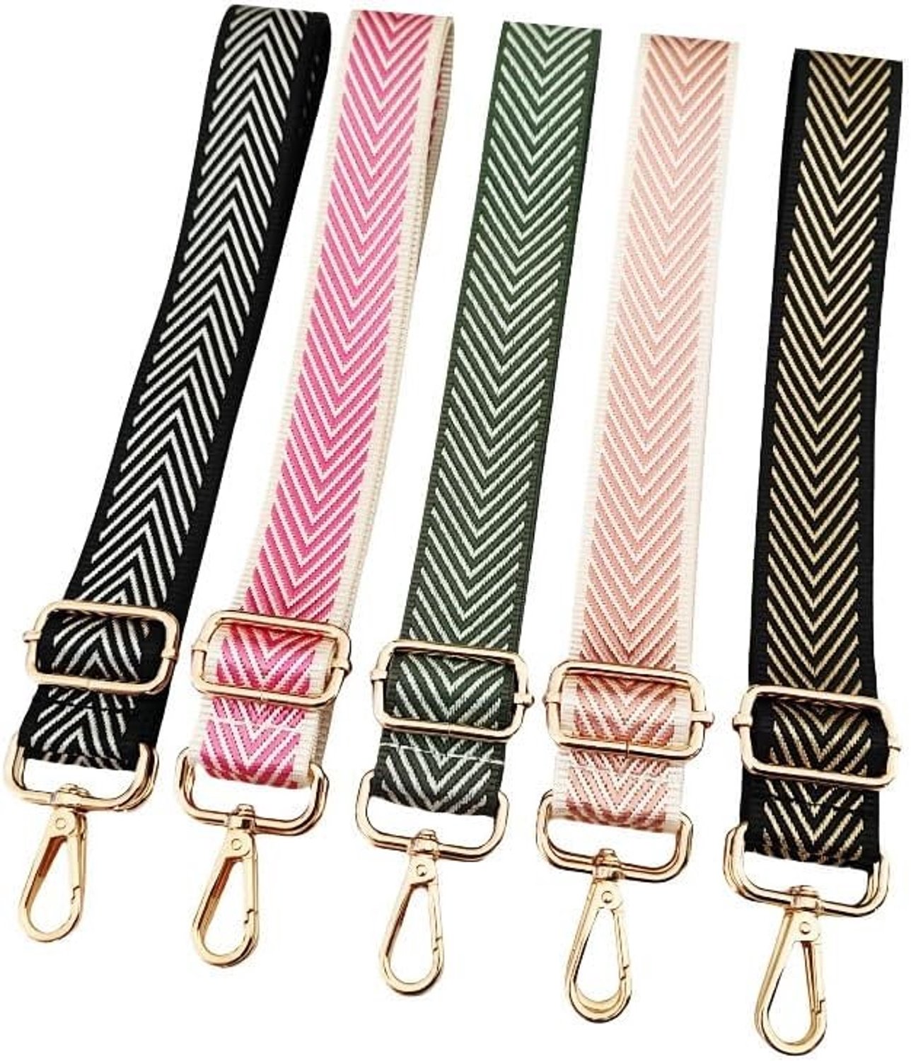 Verstelbare Schouderband voor Tassen, 72-130 cm, Breed en Comfortabel, Geschikt voor Handtassen en Schoudertassen, Zwart-Goud, Ideaal voor Draagcomfort en Stijl