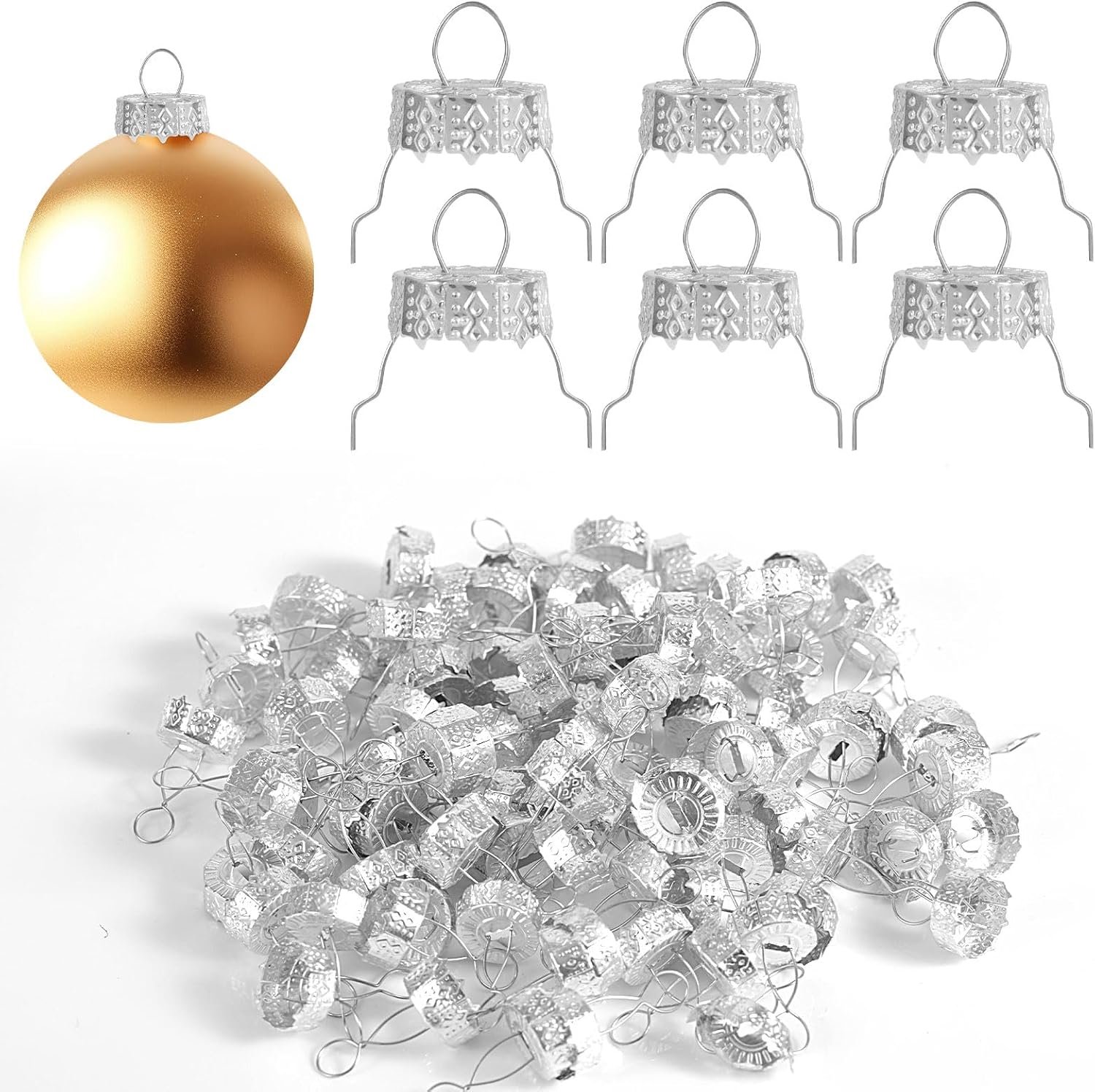 100 Stuks Kerstboom Ornament Doppen (Zilver)