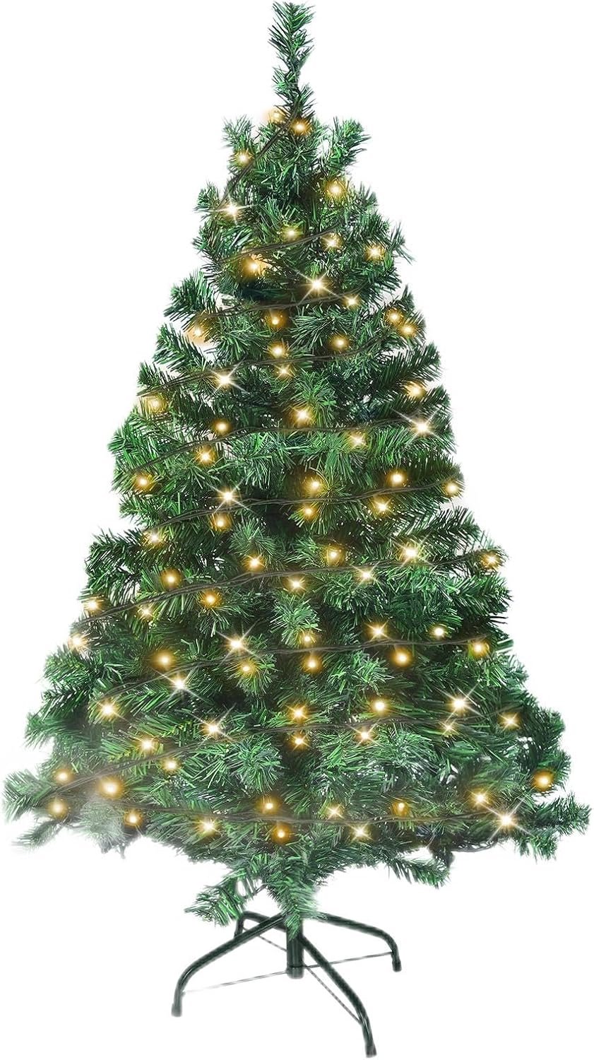 Kunstkerstboom met verlichting, 210 cm, pvc led-kerstboom, kunstkerstboom, kunstkerstboom met 820 takken (210 cm, 350 lampen)