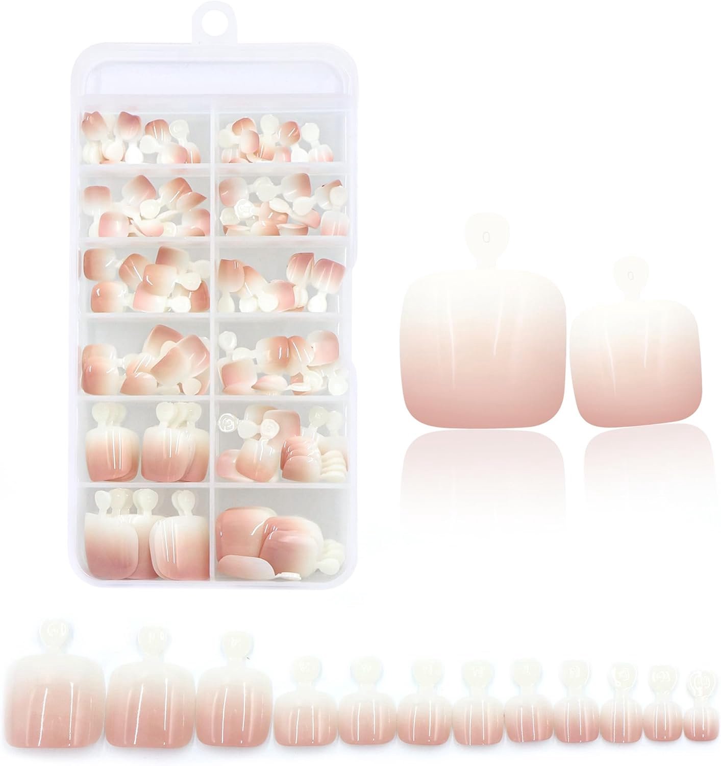 120 Teennagels om te plakken Ombré Nude French Press on Nails