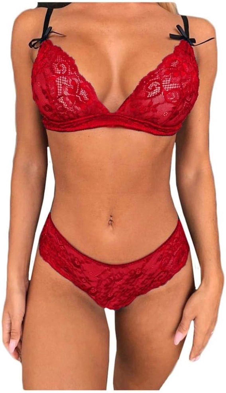 & cosplay voor volwassenen Vrouwen Lace Lingerie Porno V-hals Draadloze Beha String Verleiding Set Ondergoed Sexy nachtkleding
