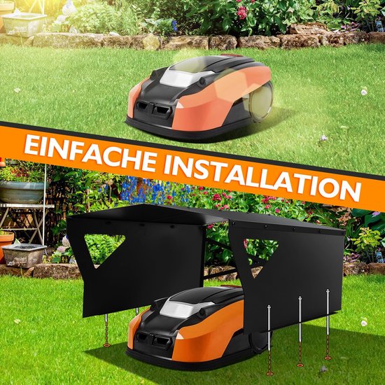 Garage voor robotmaaier, gegalvaniseerde beschermoverkapping, carport, overkapping voor grasmaaier, grasmaaier, met handschoenen en uv-bescherming, ideaal tegen regen en hagel, 78 x 60 x 34 cm — afbeelding 3