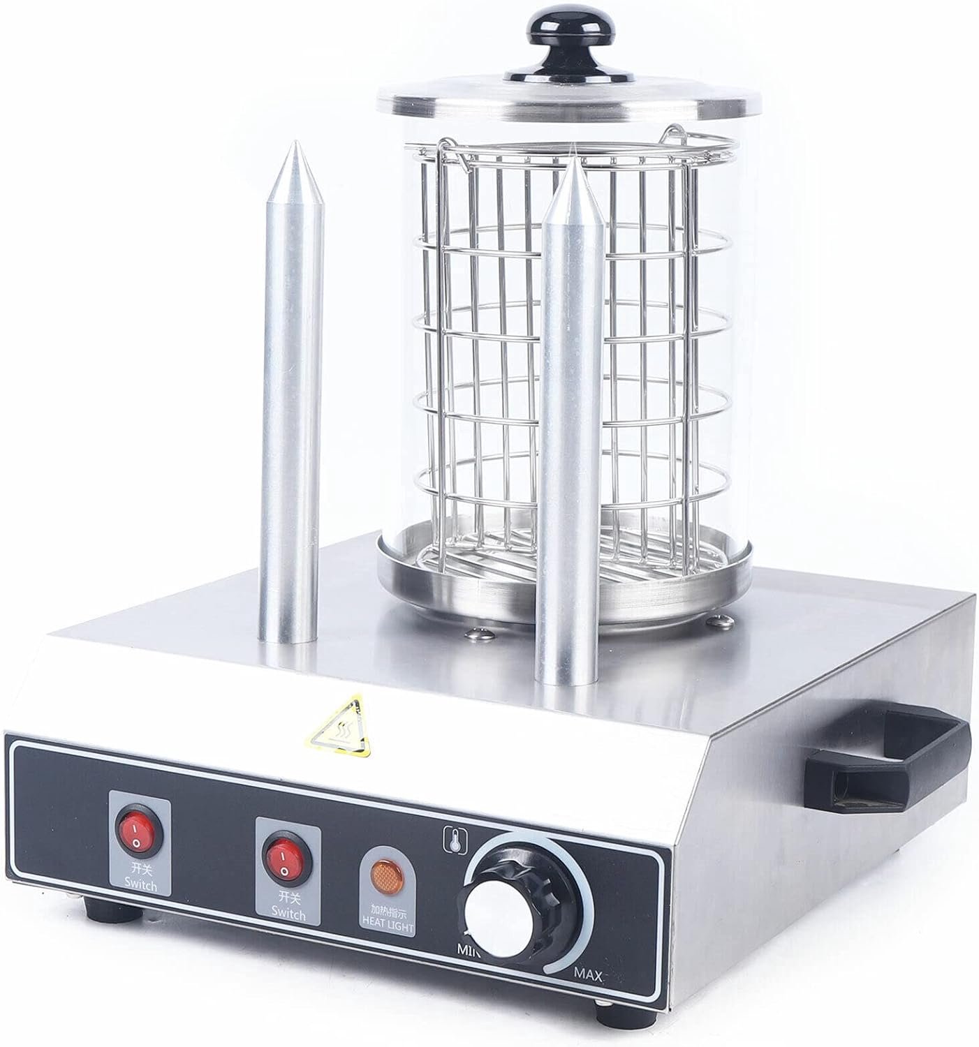 Worstverwarmer, hot-dog professionele machine met 2 verwarmingspiesen, restaurant, voor worstjes, broodjes, huishoudelijke apparaten