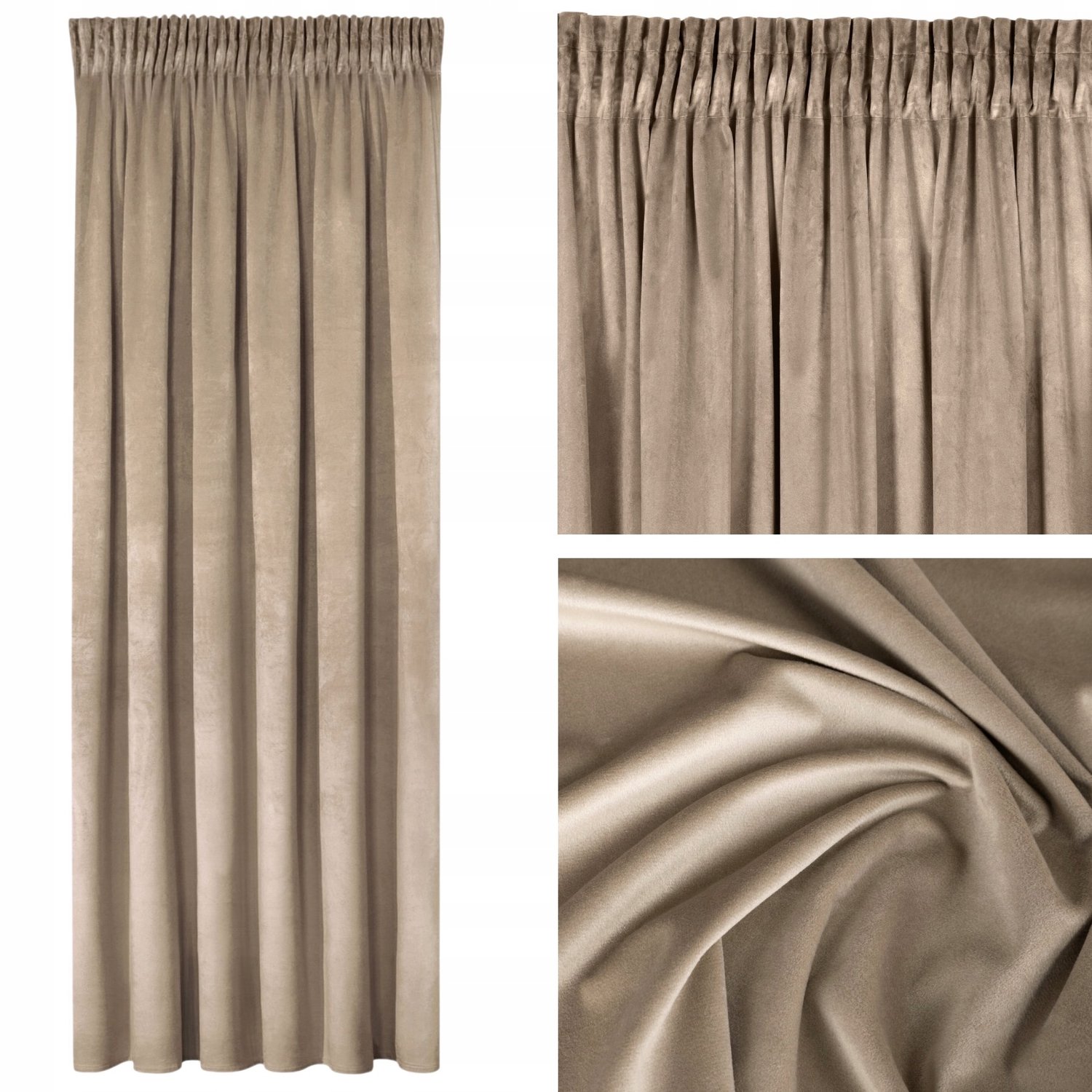 Nadine Velours Gordijn C. Beige 140x270 cm - Gordijnstof met Tunnel