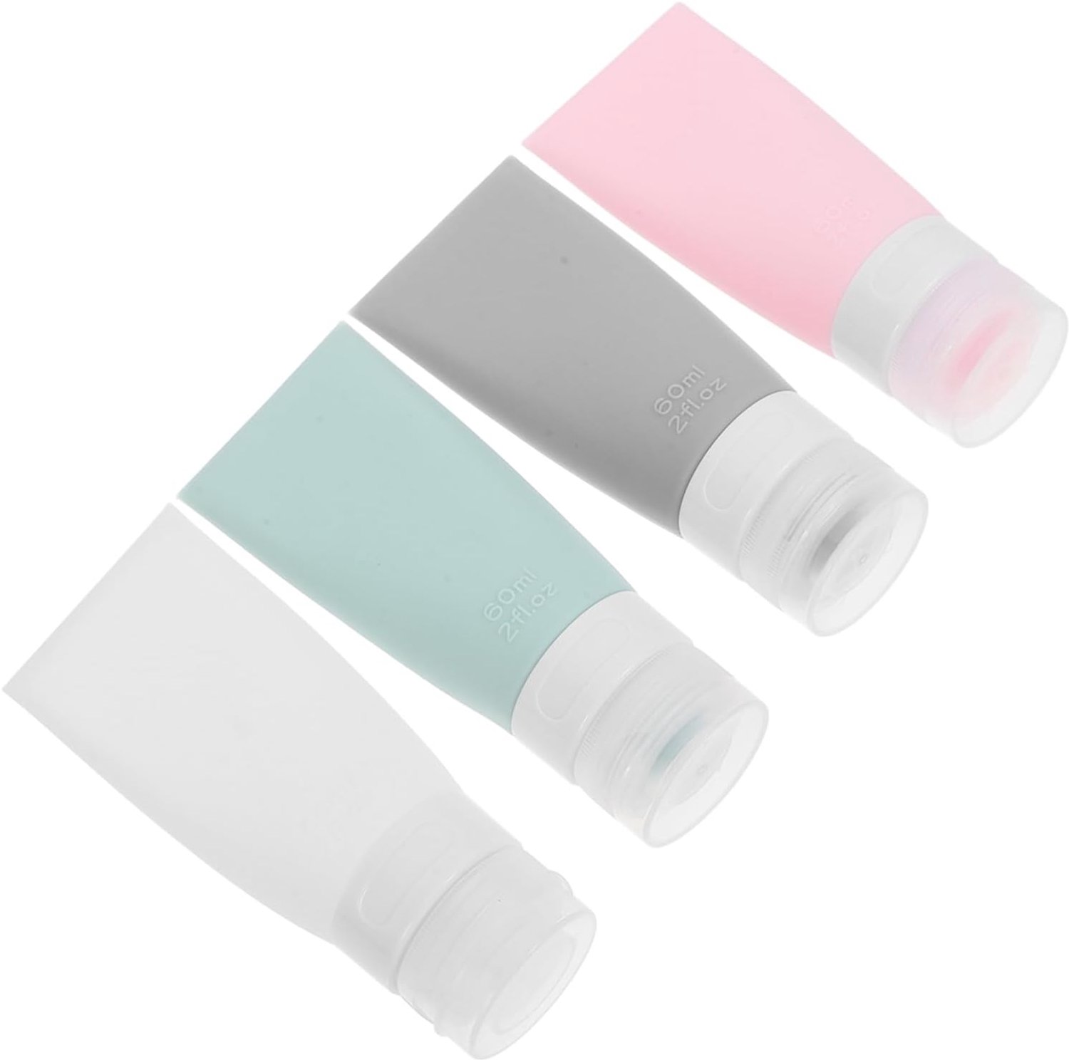 4stuks Silicone Refillable Reisflessen Leeg Knijpbare Toilettas Flessen Voor Shampoo Lotion Douchegel Handige Waterdichte Reiscontainer Voor Toiletten