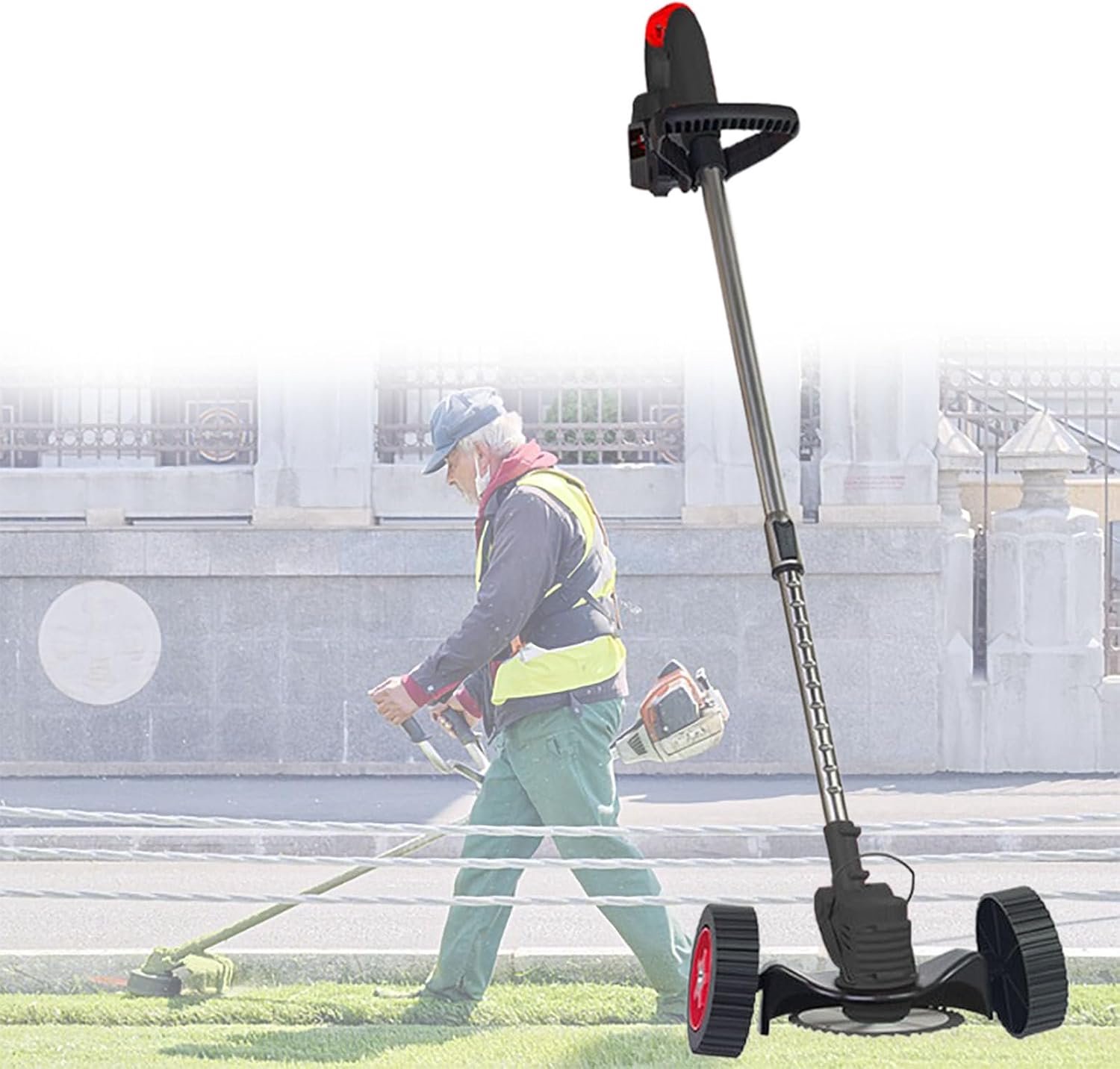 Snoerloos Met Metalen Mes, Op Batterijen Werkende Grastrimmer, Lichtgewicht Grasmaaier, Voor Tuin En Erf, Rood, Zwart,Black
