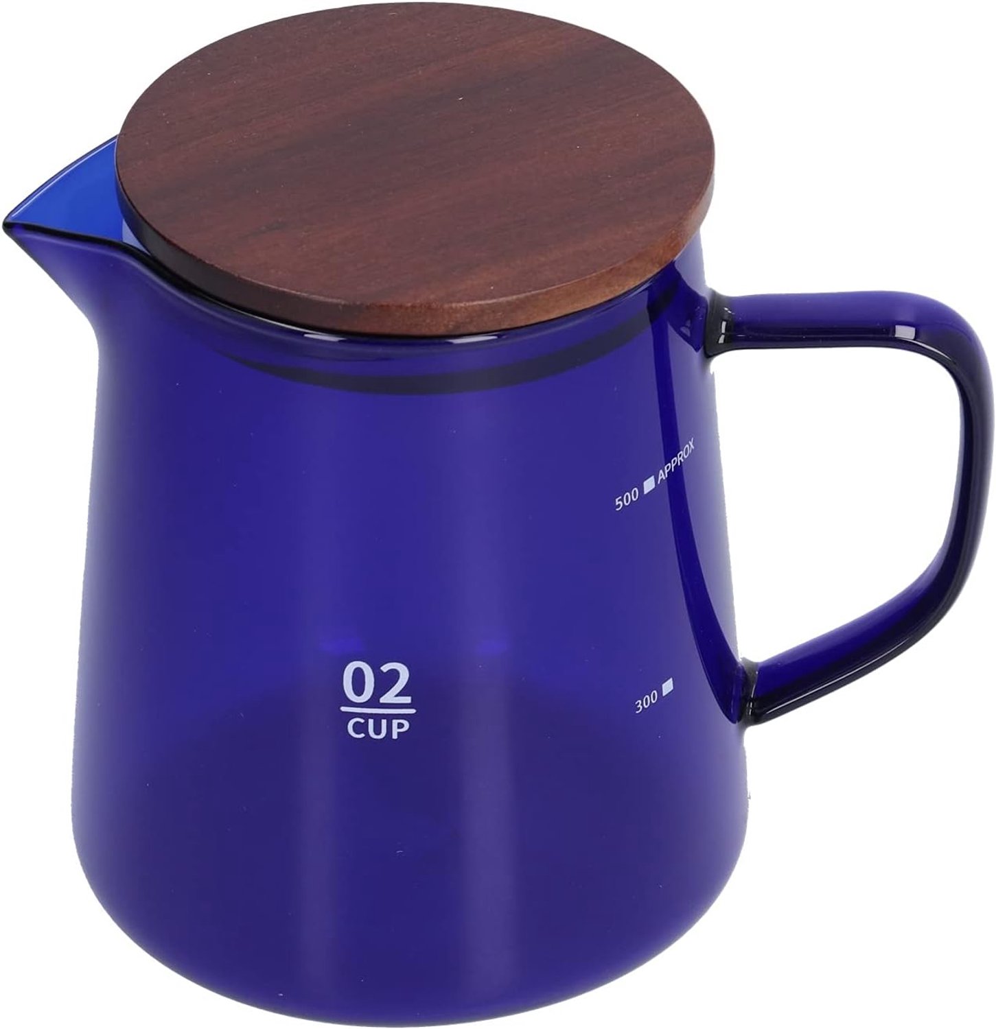 500 ml hittebestendige koffieserver met houten deksel, borosilicaatglas theeketel, waterkoker voor thuiskantoor, blauwe koffiepot, huishoudelijke benodigdheden