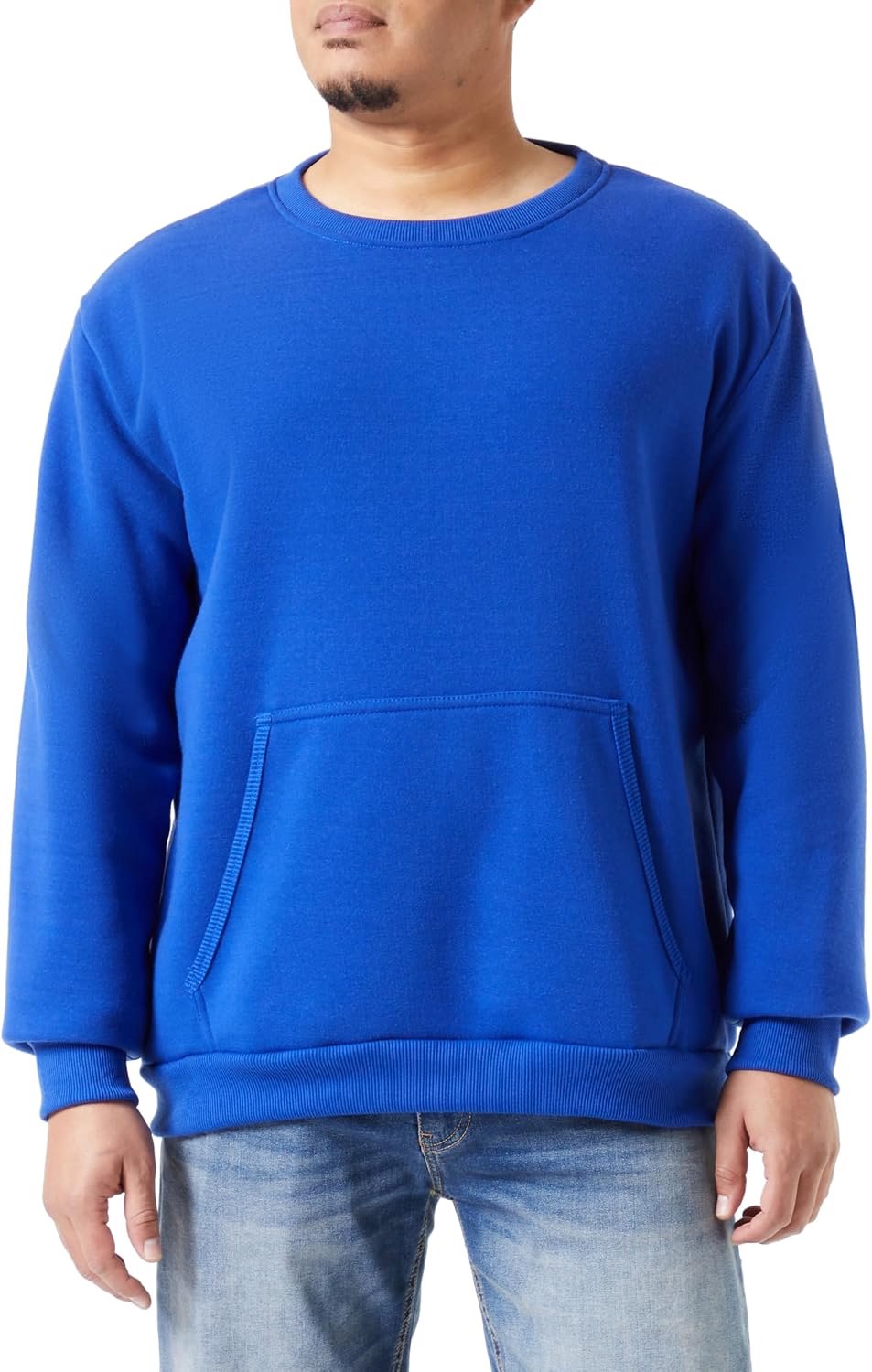 Gebreid sweatshirt voor heren met ronde hals polyester donker turkoois maat XL, donker-turquoise, XL