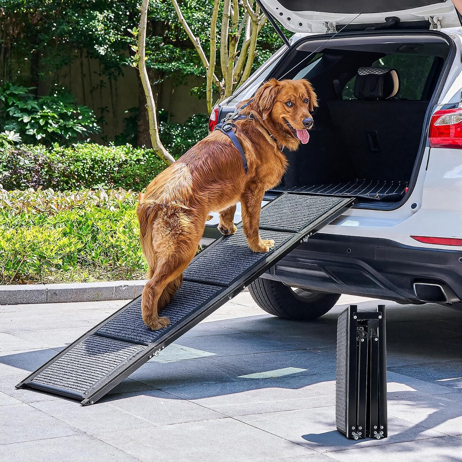 Hondentrap voor auto 170 cm - Opvouwbaar hondenloopvlak - Antislip oppervlak - Gemakkelijk in en uit de auto - ShopVlot