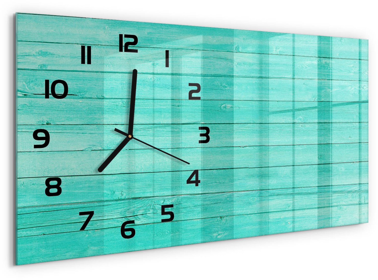 TULUP Wandklok - Groene borden Glazen Wandklok Design - 60x30 cm - Groente Klok Glas Met Opdruk - Zwarte handen - Rechthoekige Klok - Wandklok Glas Met Motief - Decoratieve Glazen Klok