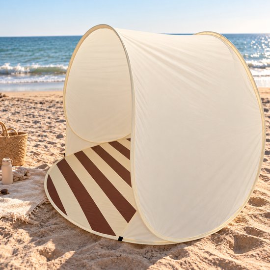 BRD® Outdoor - Pop-up Tent Gestreept Beige Rond inclusief opbergtas - Kampeertent Camping Strandtent Picknicktent picknick essentials van BRD® — afbeelding 4