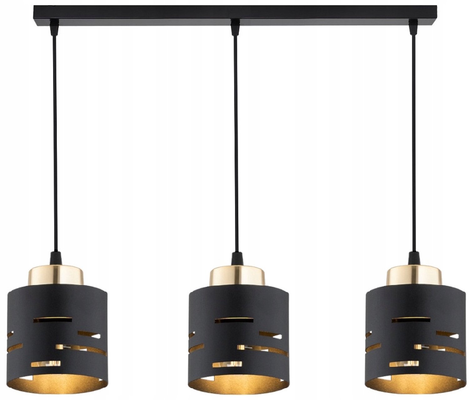 Moderne Zwarte Plafondlamp met Metalen Kappen - Merkloos