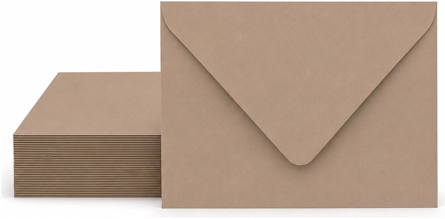 Enveloppen Bruin 12.5x14 cm - 100 stuks - 120 gram - Bruine Enveloppen - Wenskaart Envelop