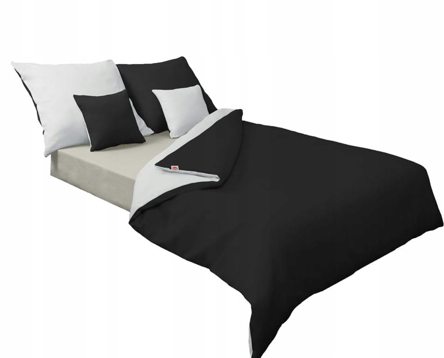 Luxe Satine Dekbedovertrek 220x200 Dubbelzijdig Zwart/Lichtgrijs