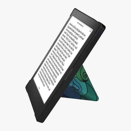 kwmobile e-reader hoesje geschikt voor Kobo Aura H2O Edition 1 hoes - Ereader flip case met standaard - E reader cover van kunstleer - In roze / blauw / groen — afbeelding 3