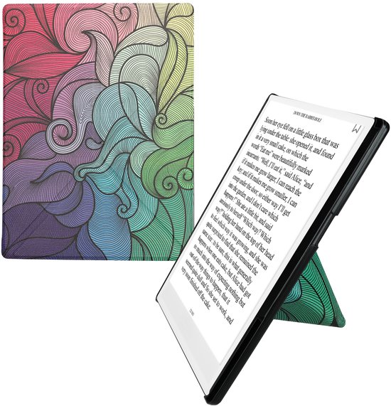 kwmobile e-reader hoesje geschikt voor Pocketbook InkPad One hoes - Ereader flip case met standaard - E reader cover van kunstleer - In roze / blauw / groen — afbeelding 2