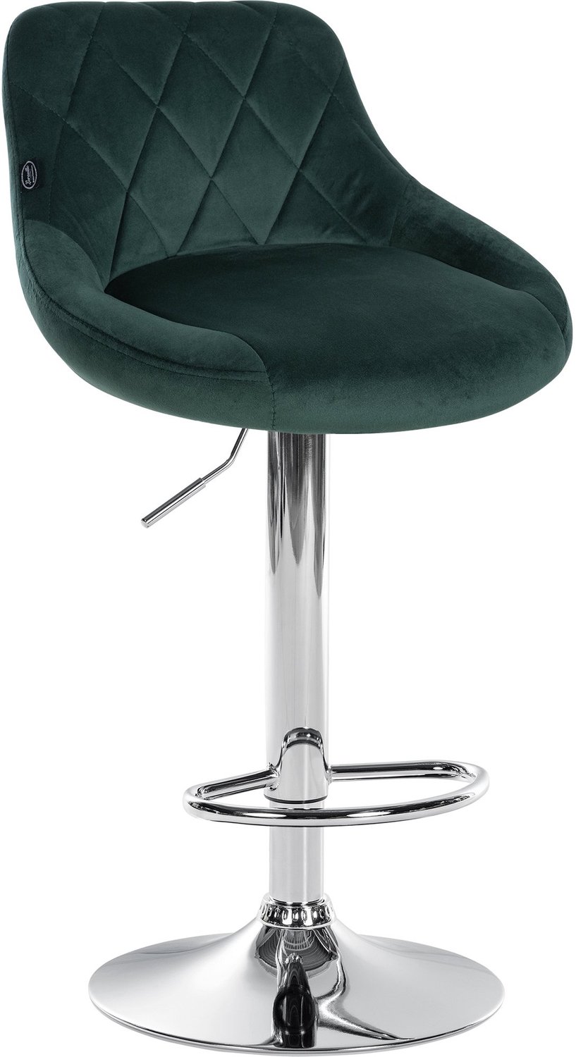 Luxe Comfort Barkruk - Fluweel - Donkergroen chroom/donkergroen