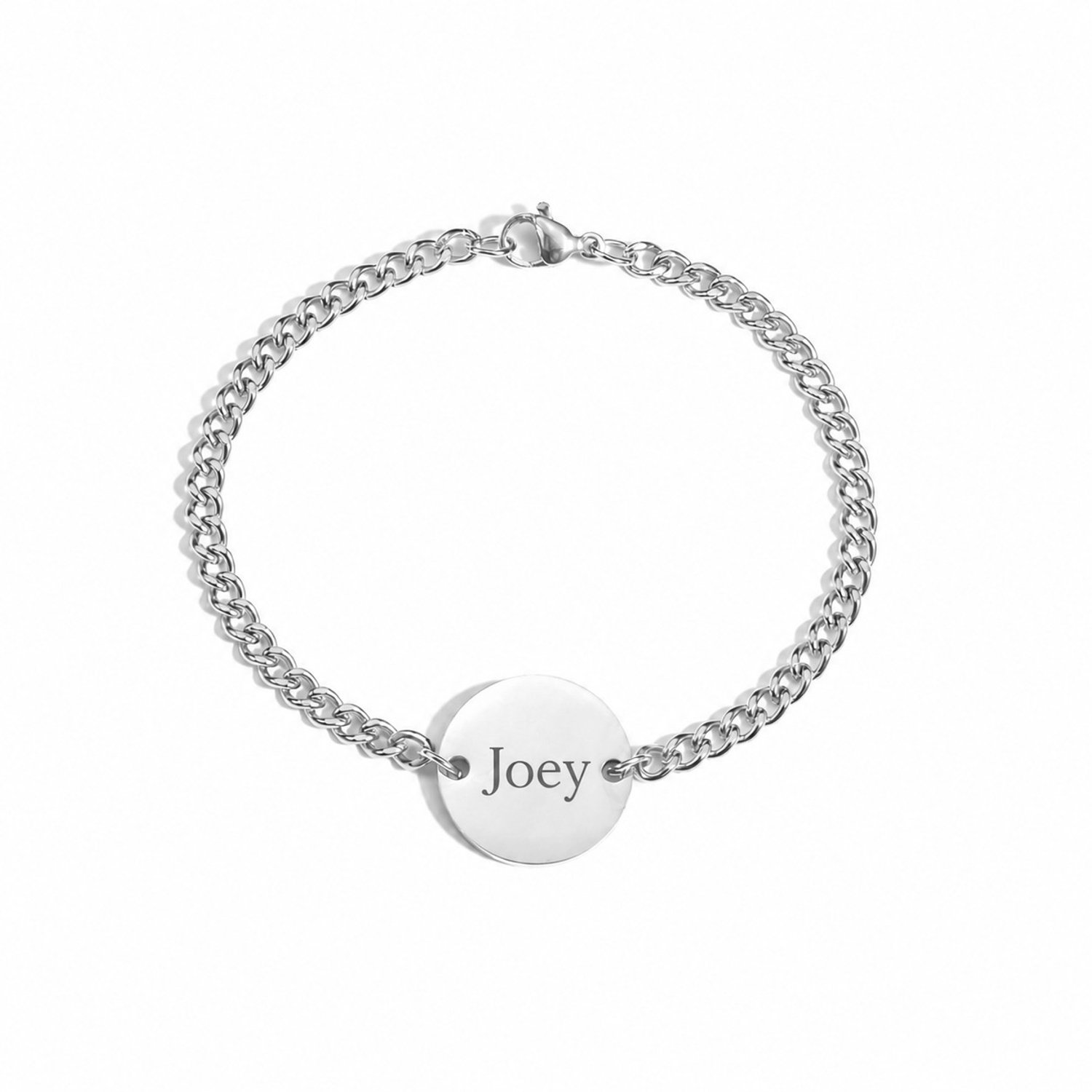 Heren Armband Munt met Naam Zilver