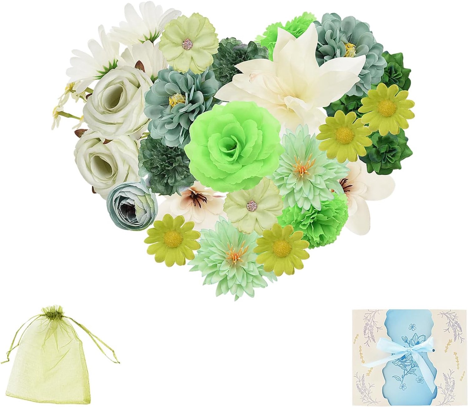 Kunstbloemkoppen 40 stuks - Diverse bloemen - Hoogwaardige zijde - Perfect voor decoraties - ShopVlot