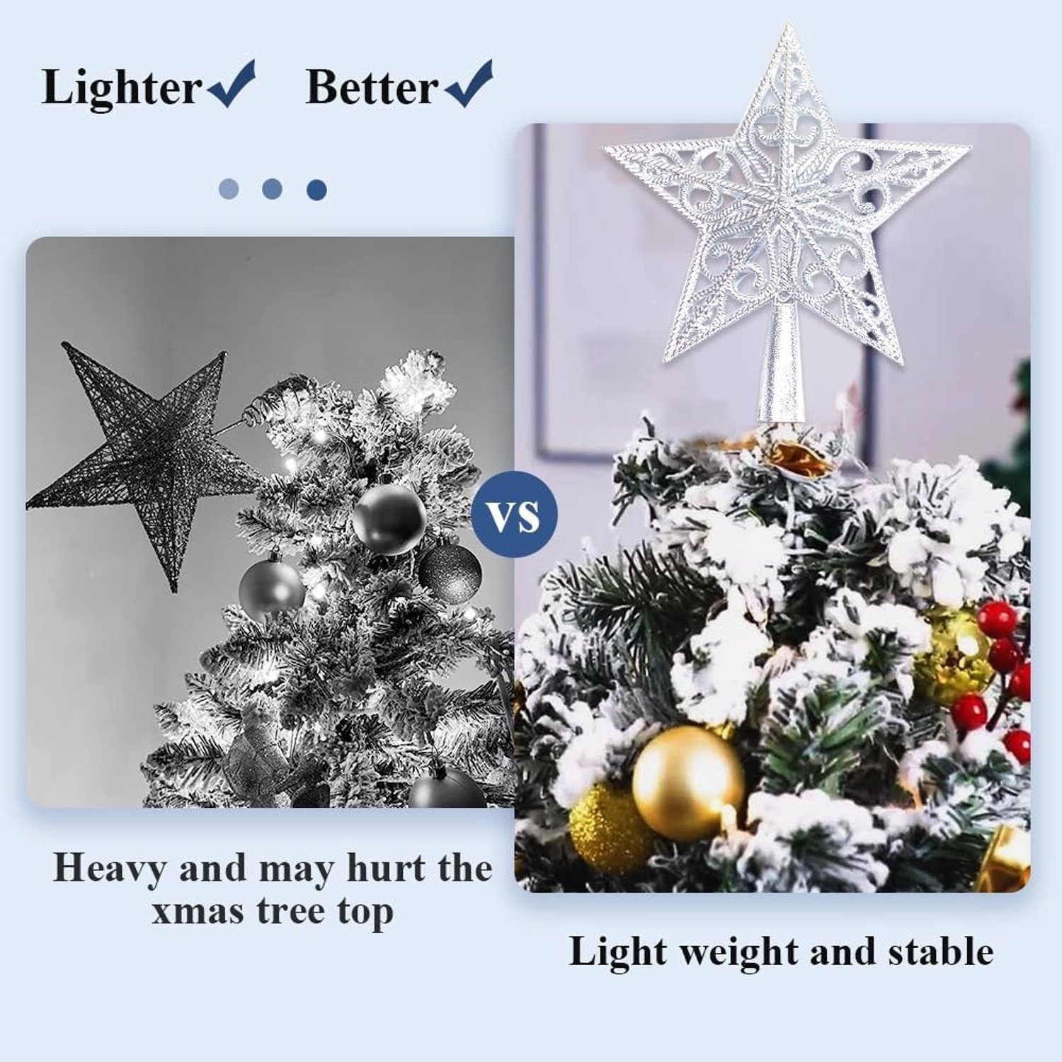 Vintage Ster voor de Top van de Kerstboom - Lichtgewicht Plastic Hollow Out Versiering voor Kerstmis en Nativiteitsvieringen, Perfecte Decoratie voor Feestdagen – foto 4