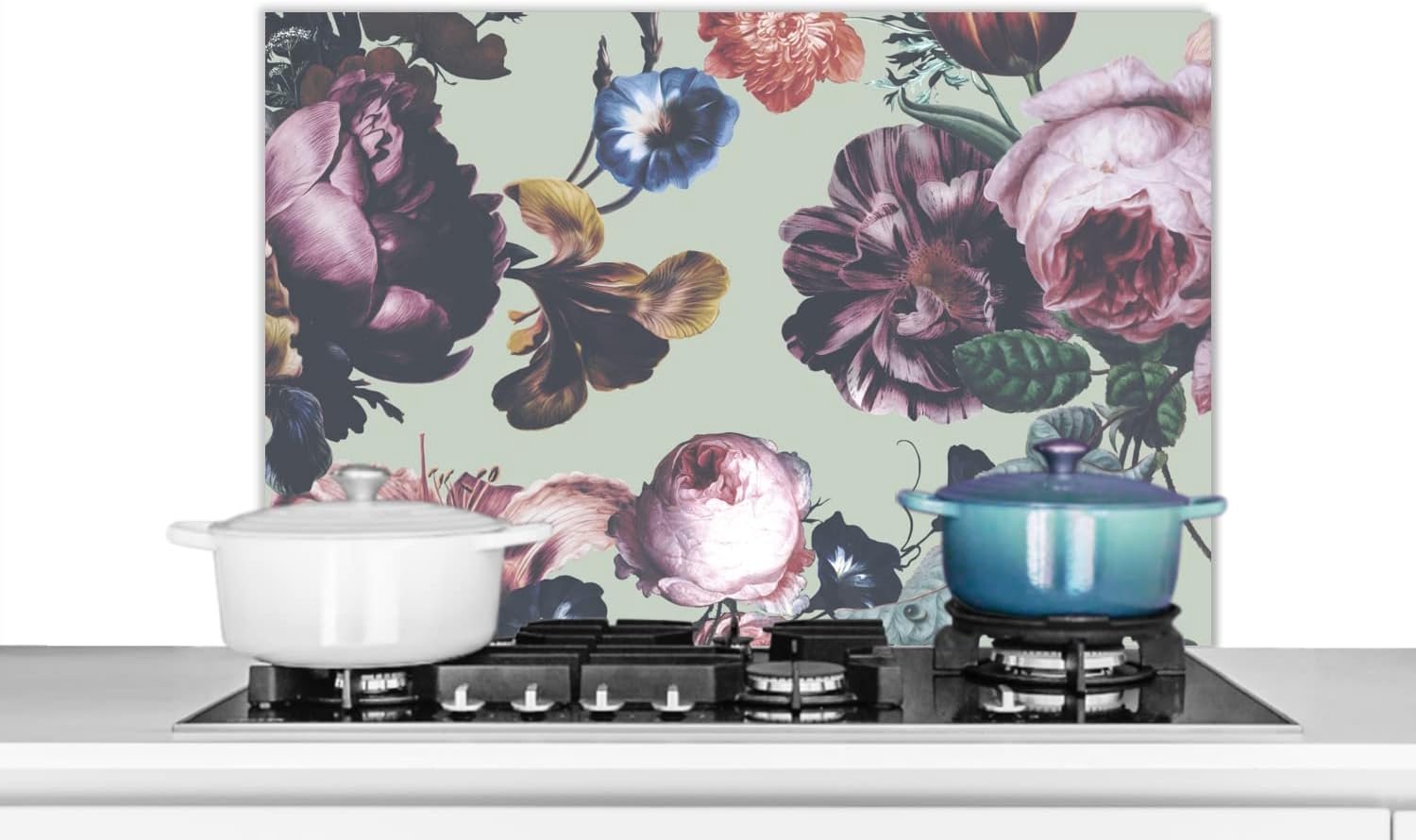 Spatscherm Keuken - 90x60 cm - Bloemen - Roze - Lente