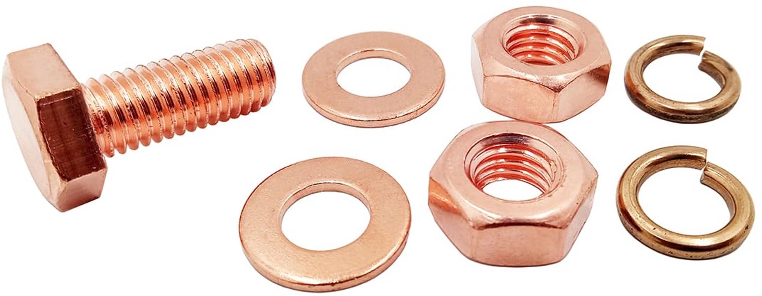X 30 mm koperen zeskantschroeven platte schijf veerringen moeren 4 sets combinatieschroeven (M6 x 30 mm)
