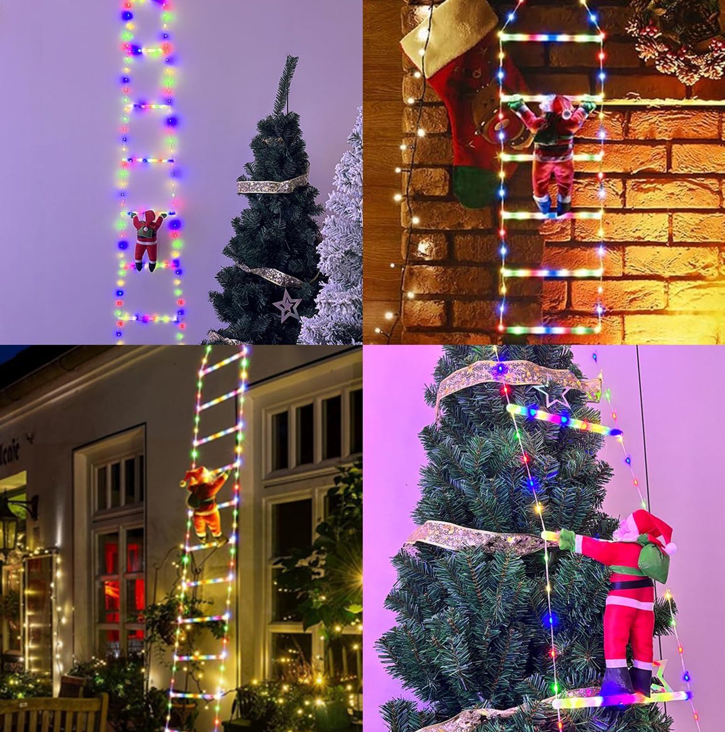 LED Kerstladder Verlichting met Kerstman - Timer Geheugenfunctie - 8 Lichtmodi - 75cm - Warm Wit Licht - Voor Raam Deur Kerstboom Trap Terras - Binnen Buiten Kerstdecoratie – foto 8