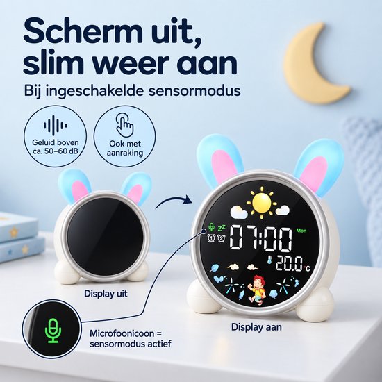Slaaptrainer - Konijntje - Kinderwekker - White noise machine - Met nachtlampje - Slaapritme trainer - Kinderen en Baby's - dimbaar - — afbeelding 3