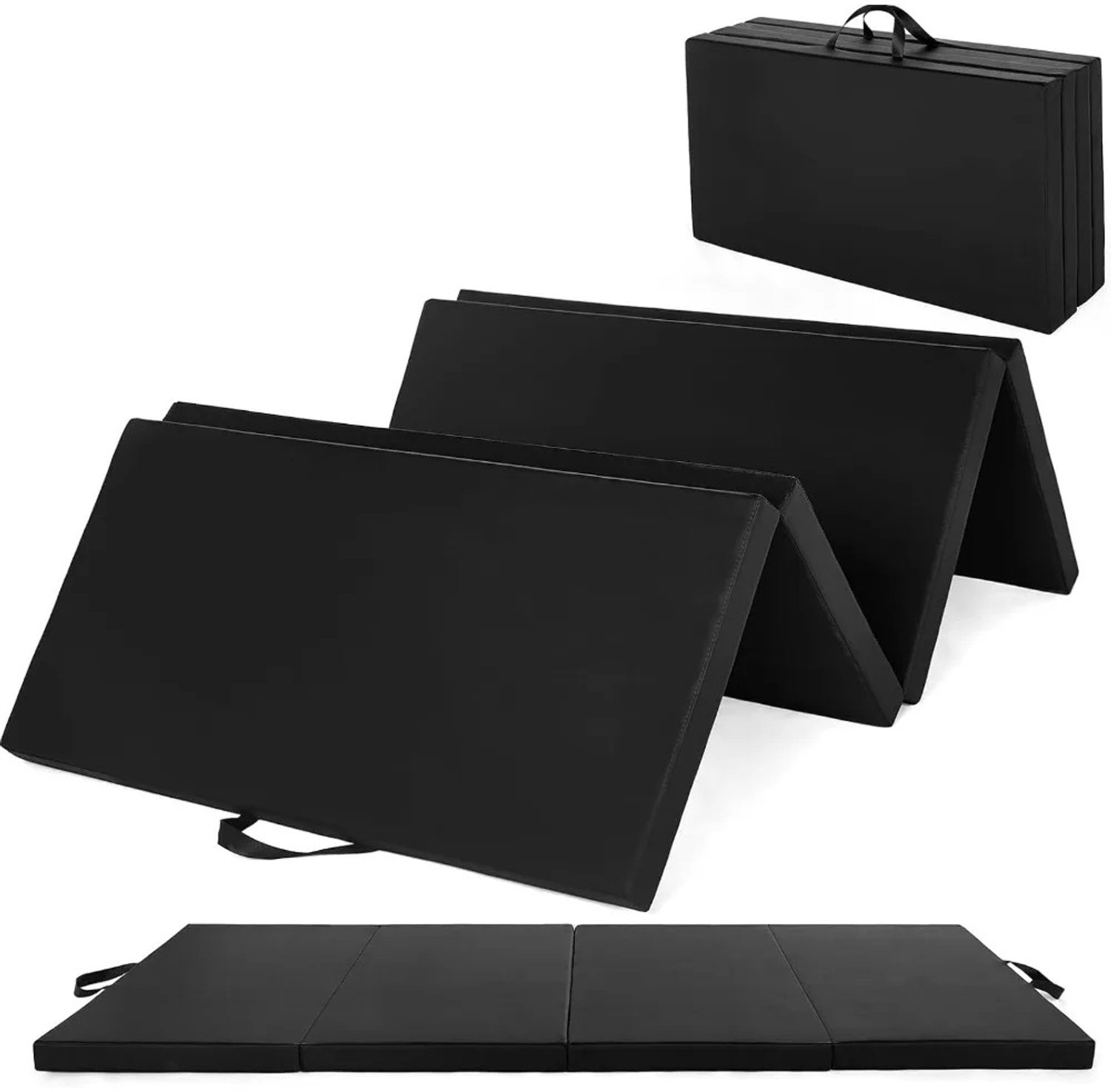 Nutrella - Gymnastiekmat - Yogamat - Trainingsmat - Comfortabel - PU-leren - Antislip - Opvouwbaar - 180 x 90 cm - Dikte: 5 cm - Zwart