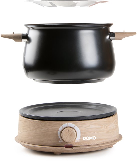 DOMO DO735F Fonduepan - Elektrische Fondueset - 8 Personen - 1500W - 1,4 L - Houtlook/Zwart — afbeelding 3