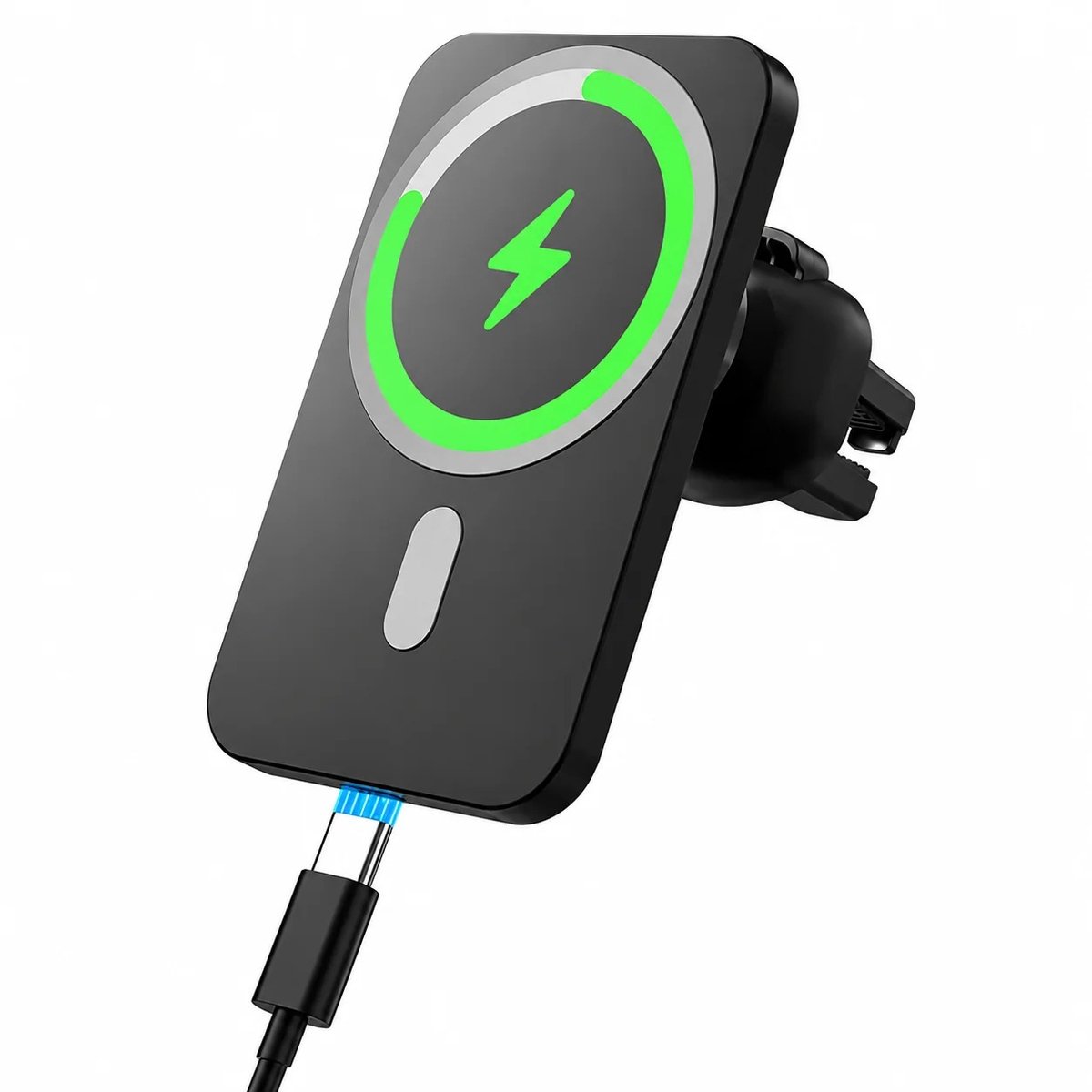 Cherrys Finds - Magnetische Telefoonhouder Auto - Magnetische Draadloze Autoladerhouder - 15W - Snel Oplaadende Telefoonhouder voor Autoventilatie - 360° Draaibare Telefoonstandaard - Met Oplaadkabel Inbegrepen - Zwart