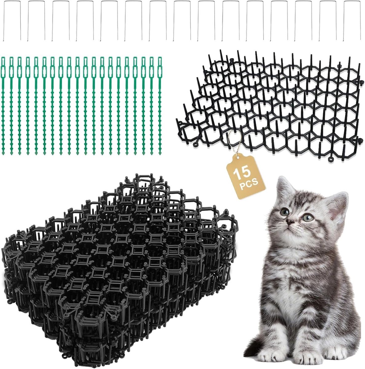 15-delige Kattenafschrikmat, 20 x 15 cm, Plastic Anti-Dieren Mat voor Tuin, Katten en Honden, Effectieve Dierenafschrikking
