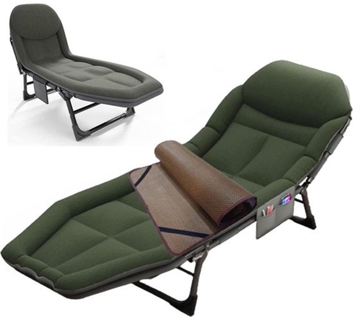 Campingbed Volwassenen - Opvouwbaar Bed - Buiten Ontspannen - Geïntegreerd Kussen - 200x64x32cm - A