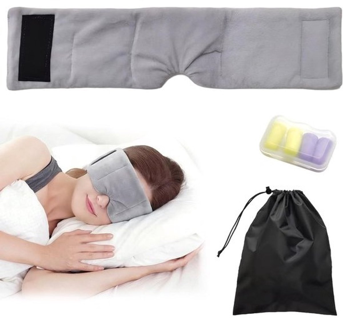 Gewogen oogmasker - Verzwaarde slaapmasker - Diepe ontspanning - Gelijkmatige zachte druk - 100 gram - Grijs