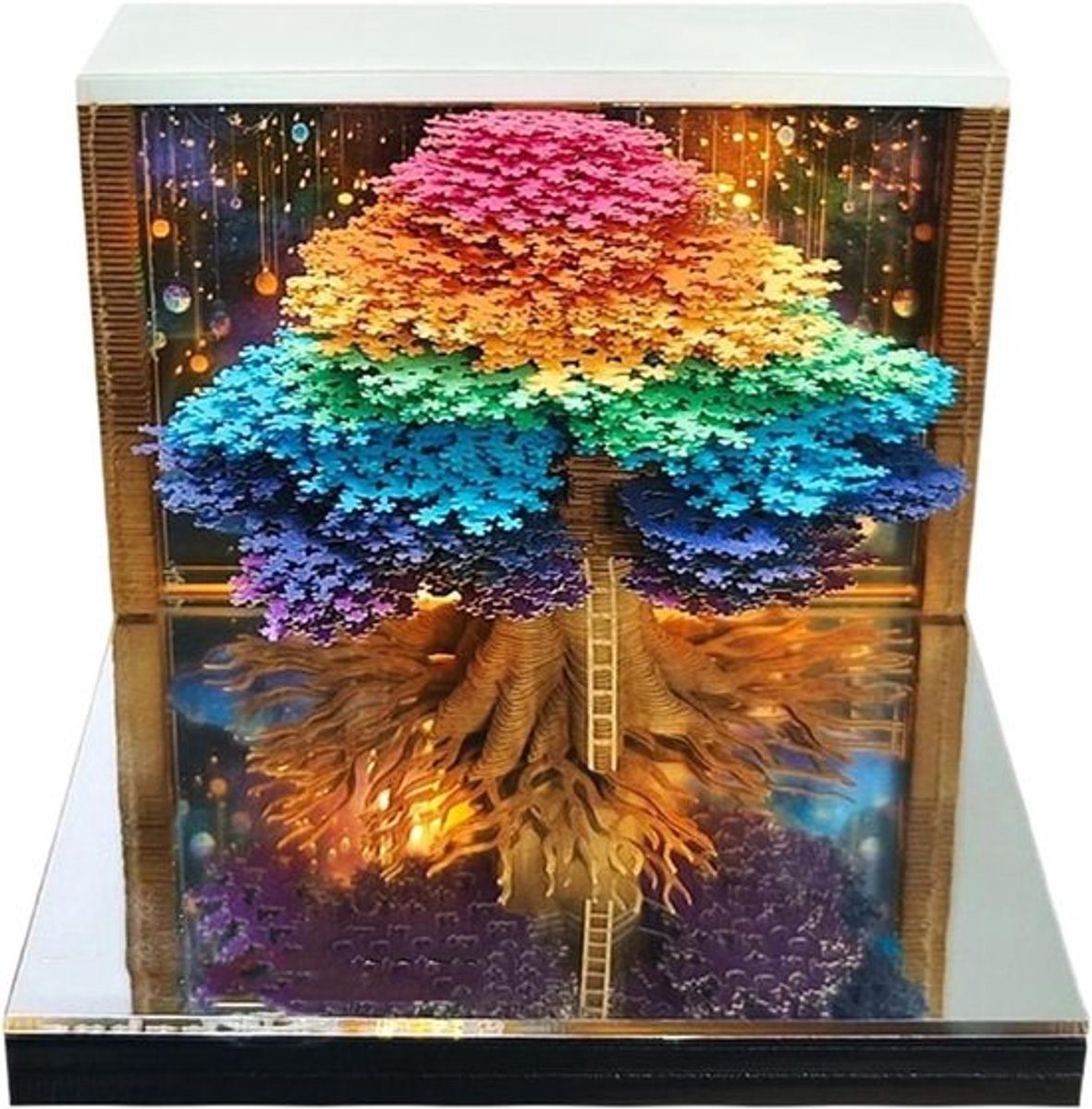 3D Bureaukalender - Papieren Kalender Notitieblok - Evenementen Planning - Uitgesneden Papierkunst - 8.5 x 8.5 x 6.2 cm