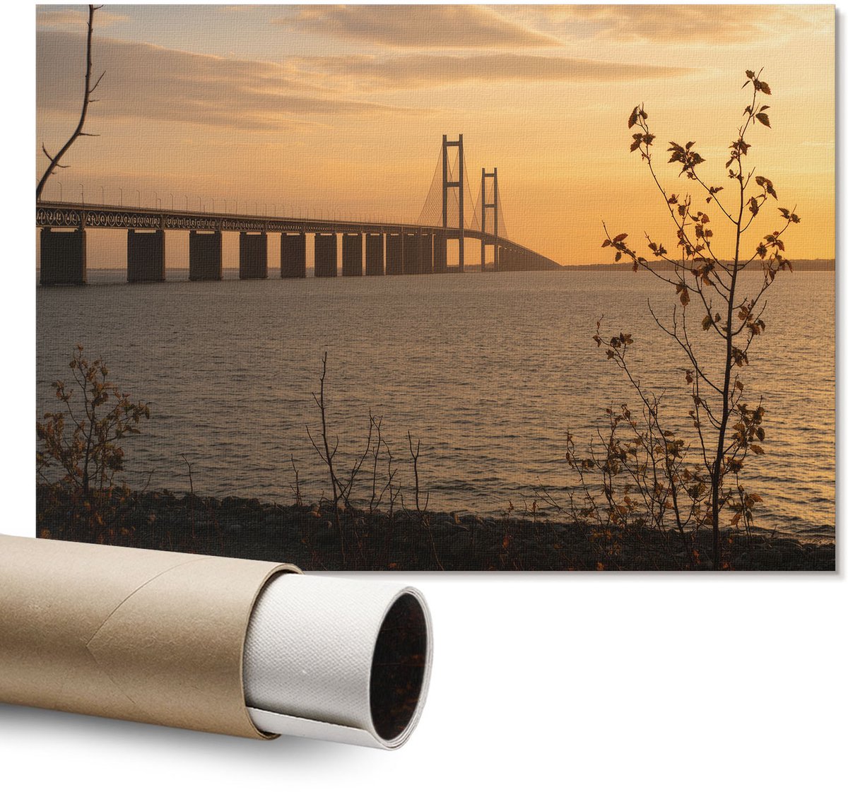 Coloray Polycanvas Wandposter – Westbrug, Oranje – A1 – Grijs Wandposter – Rechthoek – Canvas Wandposter – Woonkamer – Modern