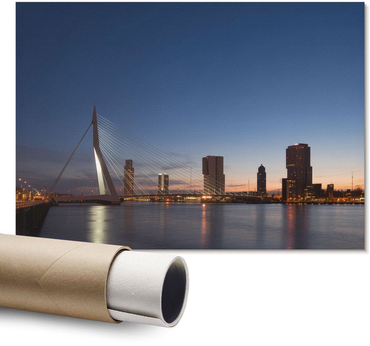 Coloray Polycanvas Wandposter – Stedelijke Schemering, Blauw – A1 – Blauw Wanddecoratie – Rechthoek – Wandkunst – Slaapkamer – Modern