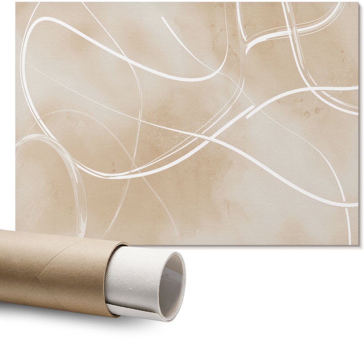 Coloray Polycanvas Wandposter – Abstracte Elegantie, Beige – A1 – Zwart-Wit Wanddecoratie – Rechthoek – Wandkunst – Slaapkamer – Klassiek