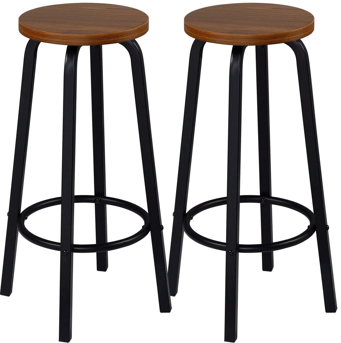 Klarven Barkrukken Set Van 2 Donker beech - Barkrukken Set Van 4 - Barstoelen - Ergonomisch zitcomfort met voetsteun - Antikras vloerbeschermers, stevig metalen frame - H72xø30cm dark beech