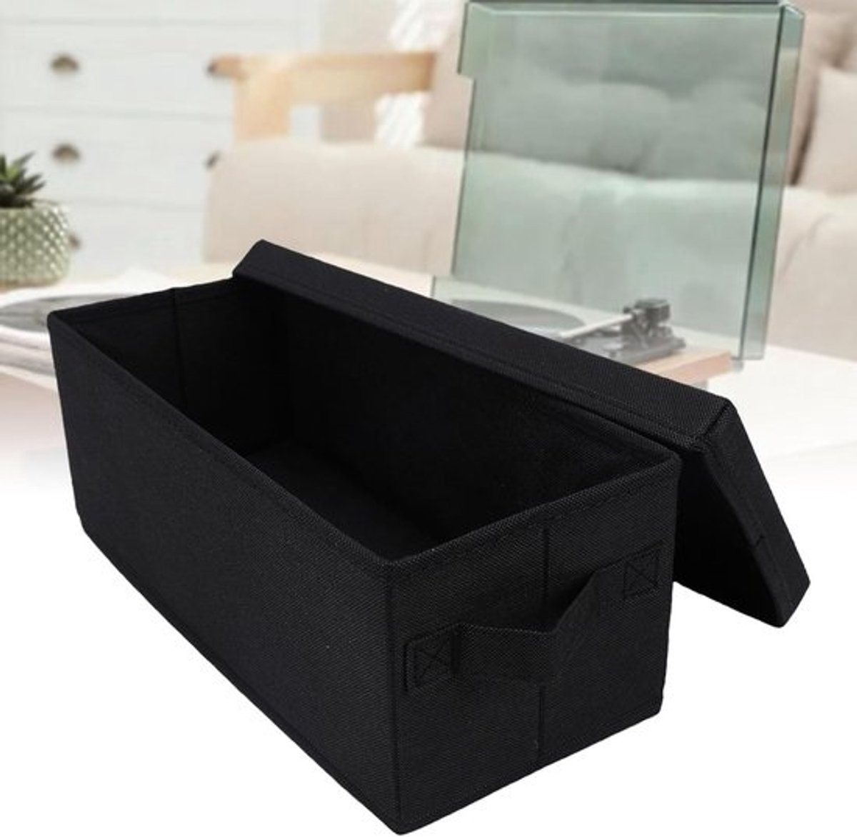 CD Opbergdoos - Dvd Organizer - Media Opslag - Stofwerend Deksel - 36 cm - Zwart