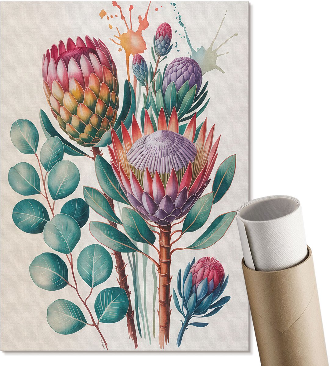 Coloray Canvas Poster Polycanvas - Bierwereld, Illustratie - A2 - Beige Poster - Rechthoek - Kunstposter - Woonkamer, Slaapkamer, Kantoor - Retro