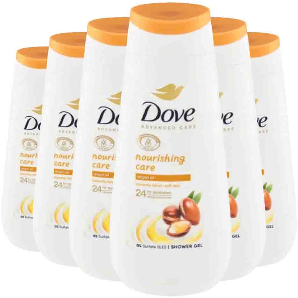 Dove - Shower Gel Advanced Care Nourishing Care - 6 x 225 ml - Voordeelverpakking