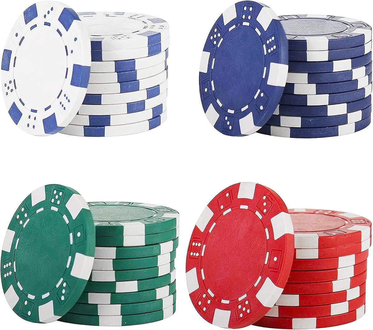 Complete Poker Set met 40 Stuks Poker Chips, Tel Chips en Accessoires voor Casino Spellen en Educatief Spelletjes met Kinderen
