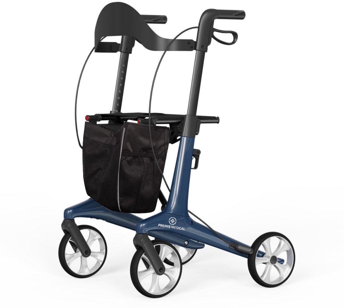 Premis Hera Carbon Rollator – Lichtgewicht – Dubbel Opvouwbaar – 150 kg – Professionele Rollator - Blauw