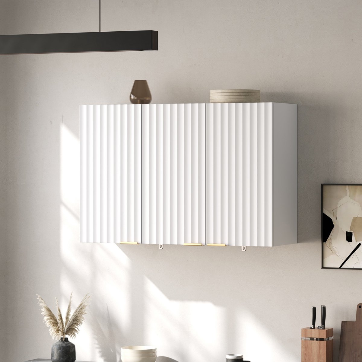 Clruro Wandkast - 90 x 29 x 60 cm - 3 Deuren - Wandmontage - MDF