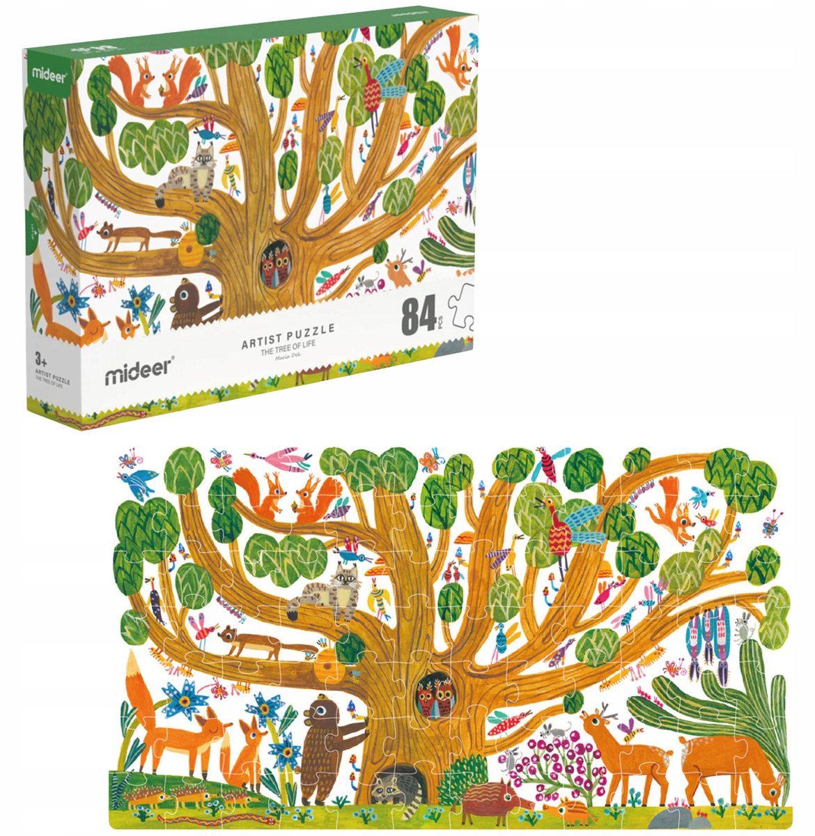 Mideer Levensboom Puzzel 84 Stukjes met Lijm - Kunst voor Kinderen