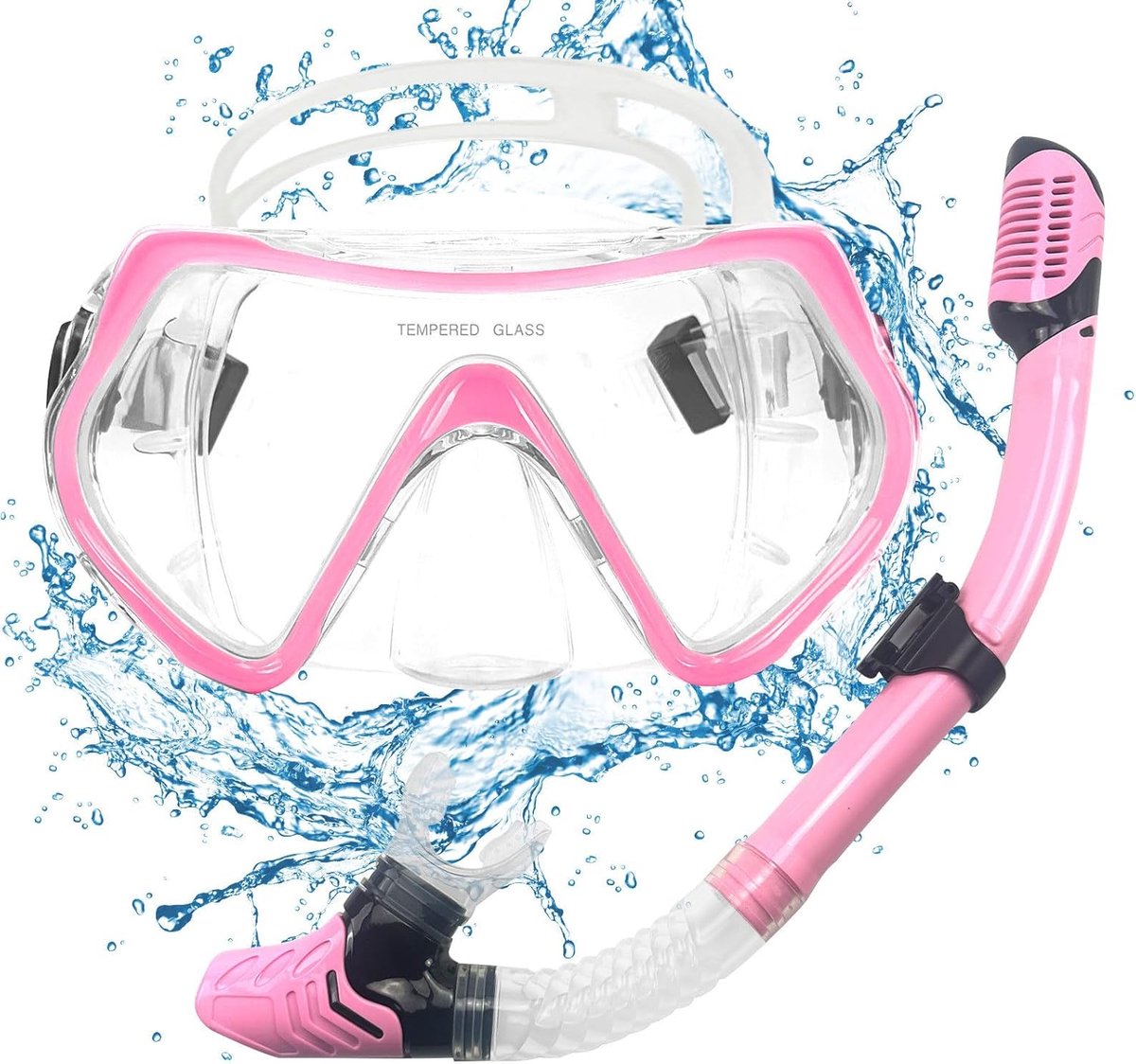 Snorkelset voor volwassenen - snorkelmasker voor volwassenen - 180 ° panoramisch anti-condens snorkelmasker met droge bovenklep, anti-condens, anti-lek, snorkelpakketten voor zwemmen, snorkelen