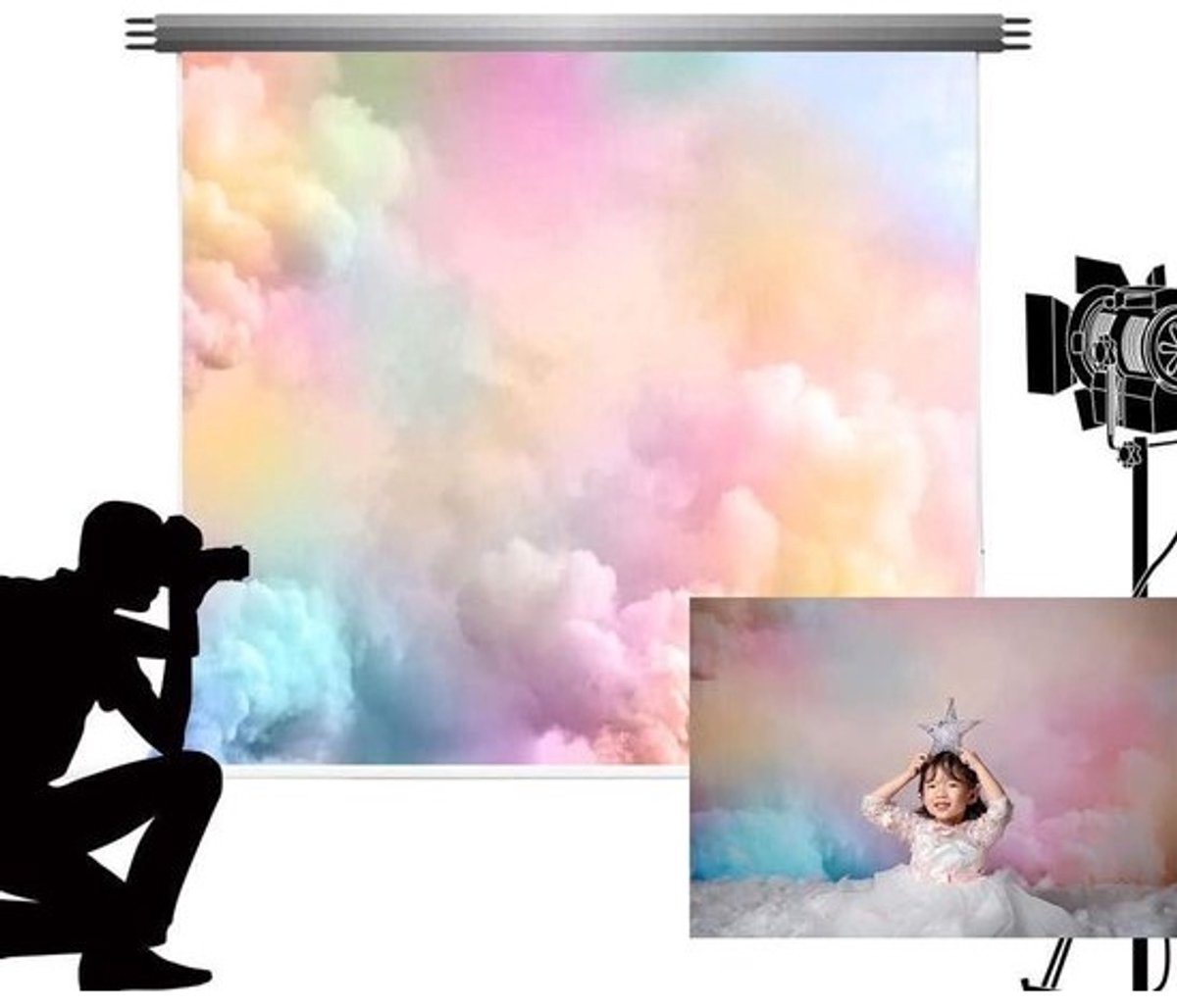 Fotografie Achtergrond - Studio Doek - Portret Fotografie - Kreukvrij Microvezel - 3x2m - Regenboog